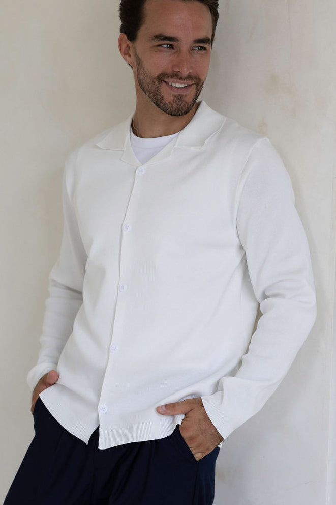Nolan Textured Knit Shirt - White