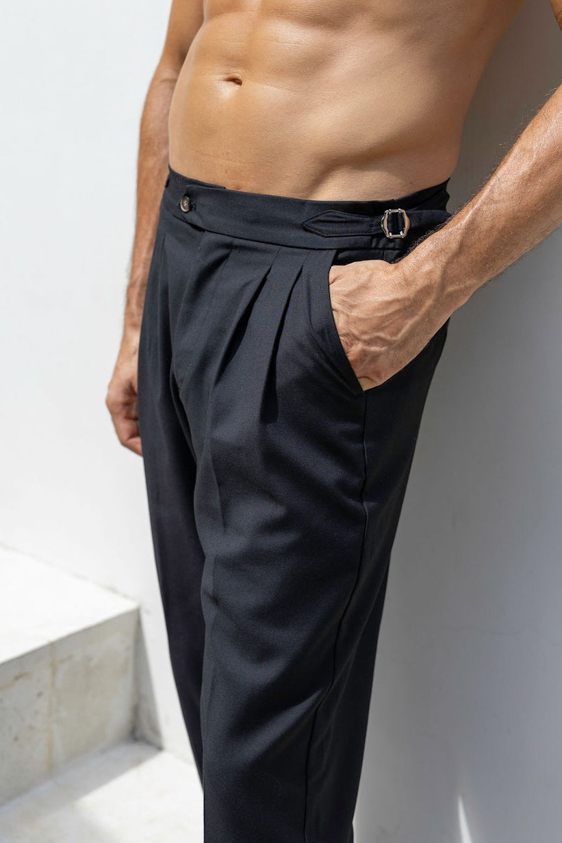 Riviera Pleat Trouser - Black