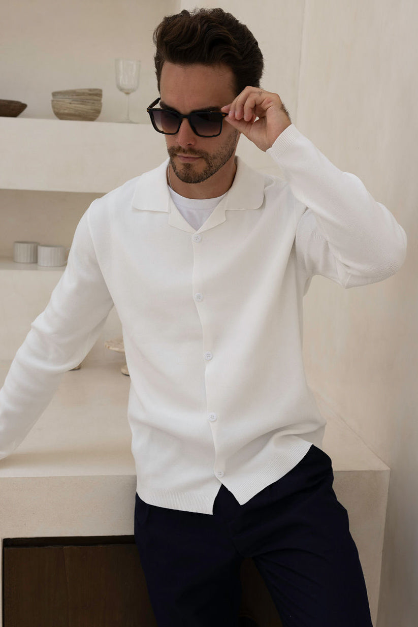 Nolan Textured Knit Shirt - White