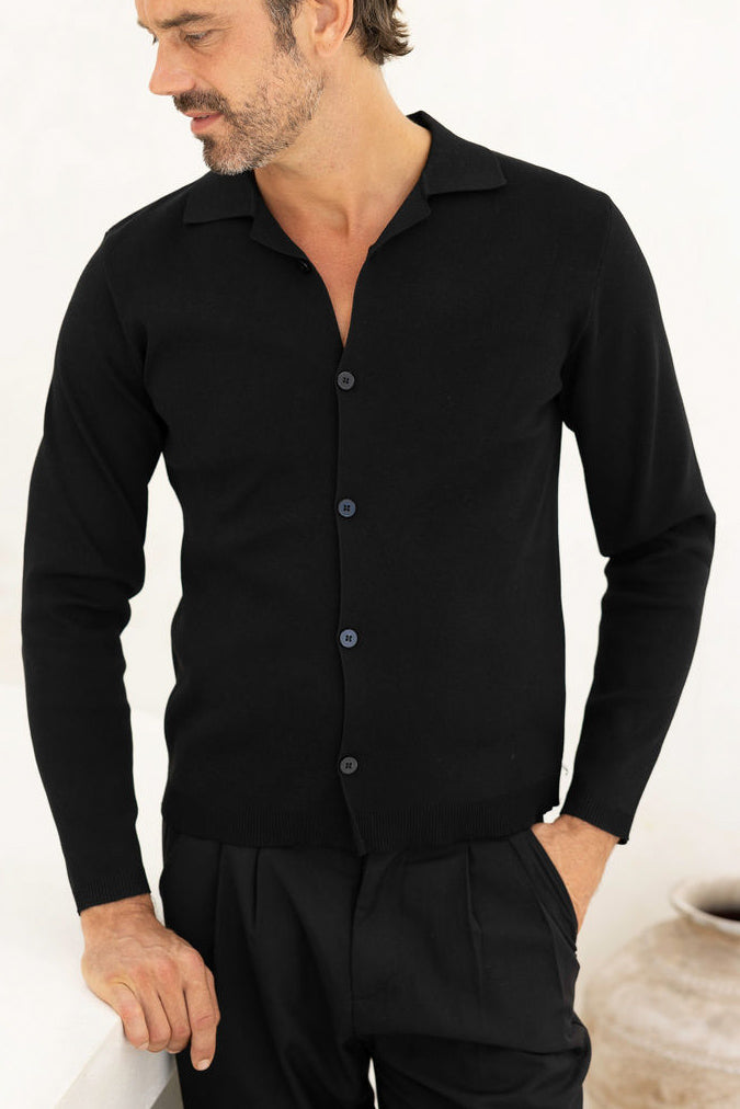 Nolan Textured Knit Shirt - Black