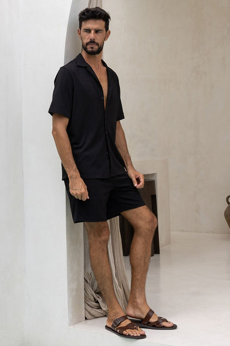 Arezzo Pleated Shirt - Black